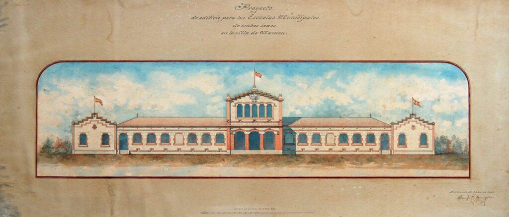 Projecte de la façana de l’Escola d’Ocata, 1903. Bonaventura Bassegoda i Amigó. Arxiu Municipal del Masnou