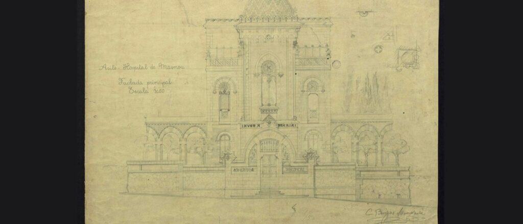 Projecte de la façana de la Casa Benèfica, 1898–1901. 1898-1901. Gaietà Buïgas i Monravà, Biblioteca de Catalunya, Map II Buïgas i Monravà 59.