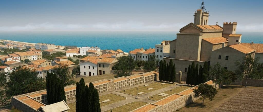 Foto 4. Reconstrucció històrica en 3D del cementiri antic, 2015. Josep R. Casals. Ajuntament del Masnou